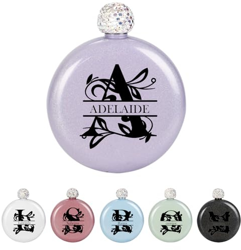 Petaca Personalizada con Iniciales, Regalo de Petaca Personalizada Para Mujer, Adecuado Para Bodas, Cumpleaños y Navidad, Regalo de Petaca Personalizado con Iniciales, Adecuado Para Esposa, Madre