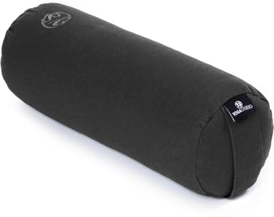 Yoga Studio Bio-Buchweizen-Mini-Nackenrolle, perfekt für Yoga und Rückendehnung, 32 x 12 cm, Graphitgrau