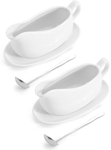 LoeJan 14OZ Gravy Boat with Spoon, Ceramic Sauce Serving Dish, Easy-Pour Big Dripless Lip Spout Serveware Set for Salad Cream Milk Broth Black Pumpkin Thanksgiving