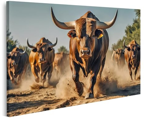 islandburner Cuadro sobre lienzo manada de toros corre peligroso en la carretera polvorienta cuadros murales carteles