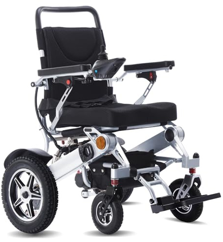 Faltbarer Elektrorollstuhl für Erwachsene & Senioren, elektrischer Rollstuhl mit 2×250W Motor, 20Ah Lithium-Akku (2 Batterien), bis zu 32 km (20 Meilen) Reichweite(silver)