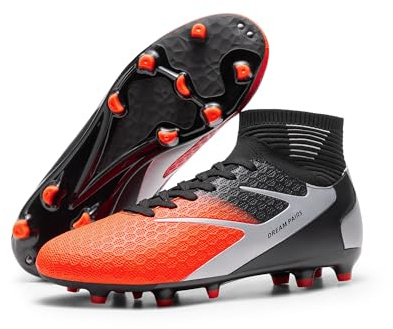 DREAM PAIRS Botas de Fútbol Sala Hombre Zapatos de Fútbol al Aire Libre Tacos Deporte Spike Atletismo,Size 44,Naranja,SDSC2407M