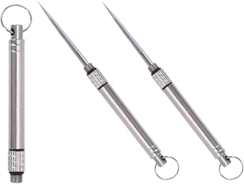 3 pcs Titanium Alloy Toothpick Set,metal toothpick,toothpick holder, Reusable, Hygienic Stainless Steel Picks, Keychain Attachable, Perfect for Dining, Outdoor Adventures (Silver Finish)