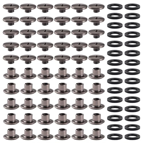YIXISI 30 Set M5x4mm Chicago Binding Screws Kit, Book Binding Rivets, Leather Rivets, Binding Screws Posts, for DIY Leather Decoration Bookbinding, Black Nickel
