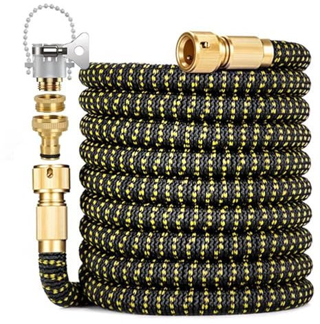 Expandable Garden Hose Pipe 150FT 3 Times Flexible Expanding Magic Watering Hose with 3/4 1/2 and Universal Connector Solid Brass Fittings for Pet & Car Washing, Cleaning, Watering Lawn and Garden
