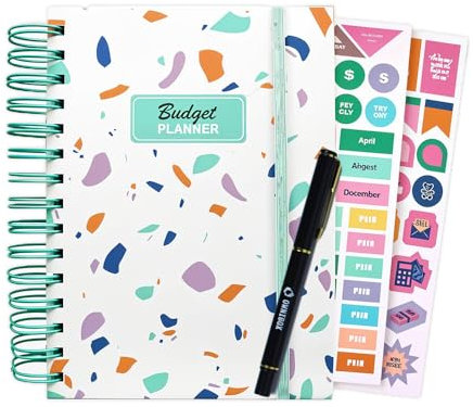Budget Planner für 2026 mit Ringen & Stickern – Sparbuch für Geld | Finanzplaner & Budgetplaner zur Monatsabrechnung | Sparbuch Organizer für Jugendliche & Erwachsene – Ownibox Design (Grün/Weiß)