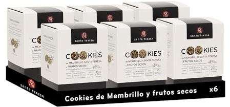 Santa Teresa - Pack de 6 estuches de Cookies de Membrillo recubiertas de Pistacho y Almendra. Sin Gluten. Apto para Veganos. 135g x 6 unidades