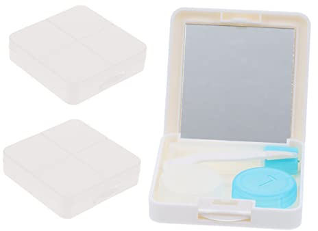 UTHCLO 3sets Portable Travel Contact Box Case for Halloween Small Organizer DIY Makeup Mirror for Eye Contacts