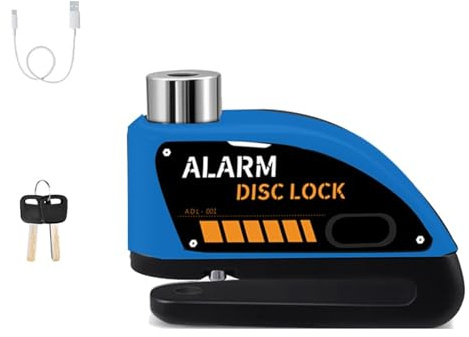 DGOINGPI Verrouillage du Guidon Cadenas Rechargeable pour Moto, Alarme antivol à Disque 130 DB, Alarme pour Moto(Set Q)