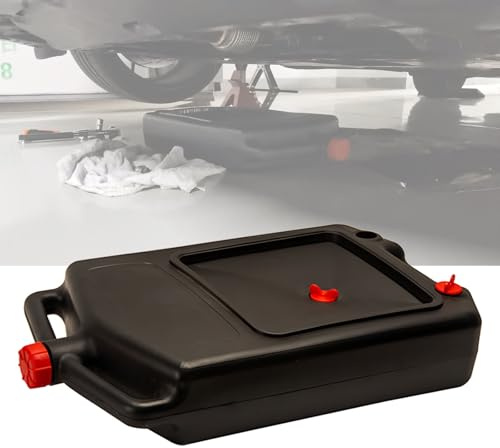 Vasca Contenimento Liquidi, Tanica Olio Esausto da 12 Litri per Sottoscocca, Vaschetta Plastica in Polimero PP con Scarico e Scanalatura Profonda per Auto e Moto