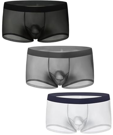 sous-vêtements Niksy, Boxer Ultra-Fin en Soie glacée pour Homme, Respirant, léger, avec Poche 3D Confortable intégrée, Maintien Respirant pour Le Sport