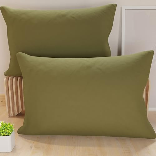 Petti Artesanos Italianos - Pair of Microfibre Cushion Covers 50 x 70 cm, Decorative Cushions for Bedroom, Sofa, Set of 2 Cushion Covers, Smooth Clay Pillowcase, 100% Made in Ital