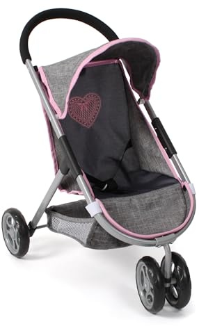 Bayer Chic 2000 dockvagn Speedy – Melange grå-marinblå – lämplig för dockor upp till 46 cm – skjuthöjd 58 cm