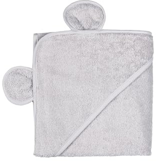 LULINO Baby Kapuzenhandtuch I Mit Ohren I kuschelweich und saugstark I 75x75cm I 100% Baumwolle (Lichtgrau)
