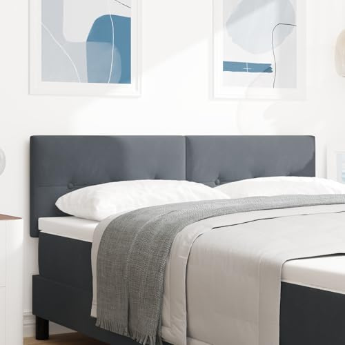 MOBCANT Kopfteil mit Knopfheftung Dunkelgrau 160 cm Samt, Wandkissen Bed headboard Bett rückwand Kopfenden Geeignet für Bettrahmen Bed Boxspringbett Bettgestell