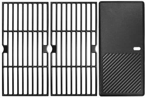 GRISUN Grill Grates and Grill Plate for Charbroil Advantage 463343015, 463344015, 463344116, Kenmore, Broil King and Others Gas Grill Models, 43cm Cast Iron Cooking Grates for G467-0002-W1