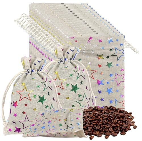 Jutepåse med dragsko, 20 stycken pentagram jutesäckar, linneväskor, säckvävsväskor, bomull liten påse för smycken gör-det-själv hantverk bröllop fest jul 20 x 30 cm