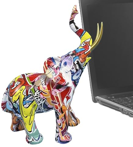 Estatua de Elefante de, Figura de Resina Colorida, decoración artística de Animales, Acento Moderno de Escritorio, Pieza de Escultura Vibrante para Sala de Estar, jardín, exhibición