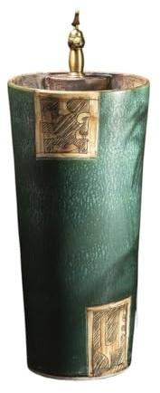 Freistehend Retro Keramik-Standwaschbecken mit Wasserhahn und Abfluss-Set for den Außenbereich, einteiliges Waschbecken modern