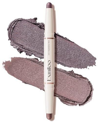 Exmiloo Fard à Paupières Stick Double-Embout, Waterproof, Anti-Transfert, Haute Pigmentation, Finition Mate & Pailletée, Ombre à Paupières Crème pour Maquillage des Yeux Intense (Lavender)