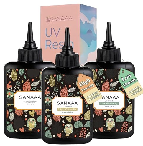 SANAAA Klart UV-harts av hård typ, 300 g, transparent UV-harts med låg, medelhög och hög viskositet för smyckestillverkning och hantverksdekorationer