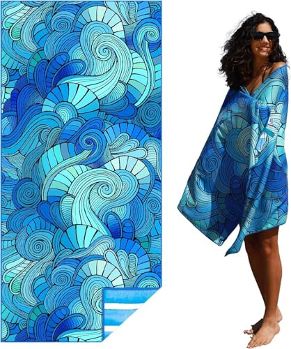 Strandtuch Mikrofaser Strandhandtuch Strand Zubehör Groß 180x80 Sandfrei | Saunahandtuch xxl Strandtücher Saunatuch Beach Towel Schnelltrocknend Microfaser Handtuch Urlaub Must Strandlaken Have