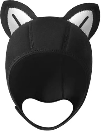 Harilla Gorro de Buceo, Gorro de natación, térmico para, Correa Ajustable para Barbilla para canotaje, Vela, natación en Invierno, Línea Negra en La Oreja