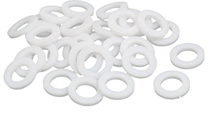 sourcing map 30stk 15mmx8mmx2mm PTFE Flache Unterlegscheibe Flansch Dichtungsring weiß