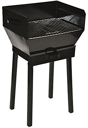 Barbecue rustico in ferro con graticola, piedi staccabili e cassetto raccolta cenere verniciato trasparente 40x30 cm Made in Abruzzo