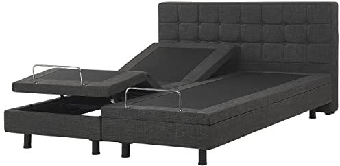 Beliani Polsterbett elektrisch verstellbar dunkelgrau 180x200 cm mit Fernbedienung Duke
