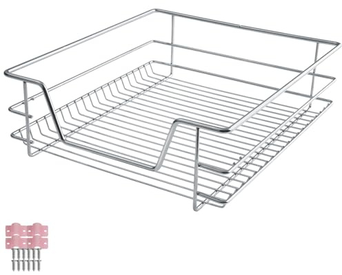 tectake® Tiroir coulissant Cuisine, 50 cm, Organisateur placard, Tiroir/Panier télescopique en acier, Rangement Cuisine, Dressing, Chambre, Garde manger, Bureau, Rangement sous evier