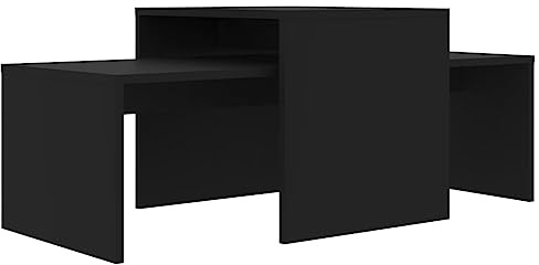 vidaXL Juego de Mesas de Centro Auxiliar Mesita de Salón Lateral para Teléfono Té Café de Sofá Hogar Sala de Estar Contrachapada Negro 100x48x40 cm