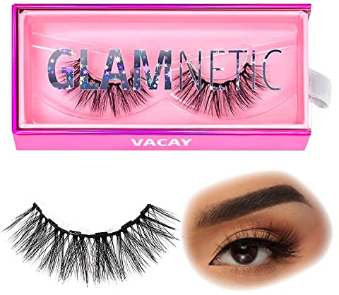 Glamnetic Magnetic Eyelashes - Vacay | Long Magnetic Lashes, 60 Wears Reusable High Volume Faux Mink Lashes, Dramatic, Round - 1 Pair