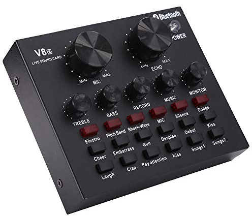 Stereo Mini Mixer, Scheda USB con 18 Tipi di Effetti Sonori, Scheda Esterna Professionale per Live Streaming, Adattatore per Smartphone e Computer