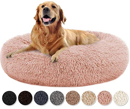 Yurun Haustierbett, Hundebett Weich waschbar Donut Kissen Hund Hundebett Donut Premium Katzenbett in Doughnut-Form für Katzen und kleine bis mittelgroße Hunde - Rosa 70x70x20cm