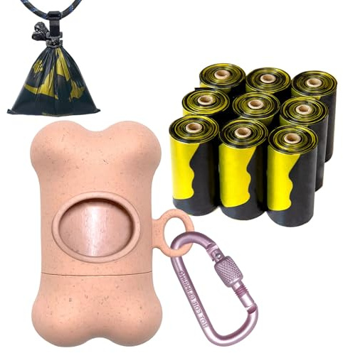 SHAOUMAN Benformad sopsäcksdispenser hundbajspåsar hållare hundavfallspåsar dispenser med läckagesäker grön bajspåsar（Rosa，1 hållare med 135 påsar）