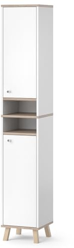 Vicco Badschrank Senyo, Weiß, 30 x 174 cm | zur Wandmontage geeignet und kombinierbar mit Senyo Möbeln