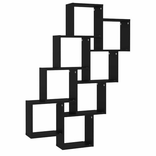 vidaXL Würfelregal Wandregal Hängeregal Cube Lounge CD Regal Dekoregal Bücherregal Schweberegal Wandboard Regalwürfel Schwarz 90x15x119cm Holzwerkstoff
