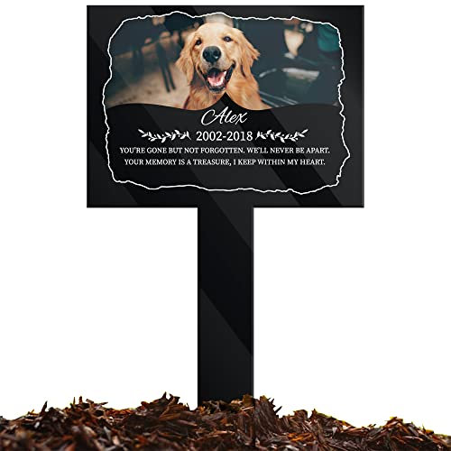 BfiGift Individuelle Hunde-Gedenktafel für Hundepfoten, Foto, Grabmarker, Kreuz, für den Garten oder Hof, Gedenkgeschenke, Hundepfahl, Grabbedarf, Foto in liebevoller Erinnerung, Tier-Katzen-Kreuz