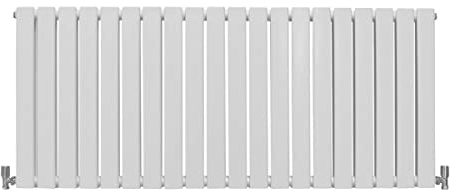 Paneelheizkörper Flachheizkörper Design Heizkörper Heizung 60cm x 140cm Glänzendes Weiß Horizontal Heizgerät Doppellagig Wandheizkörper Küche Wohnzimmer Badezimmer Reinigungsbürste und Befestigungsset