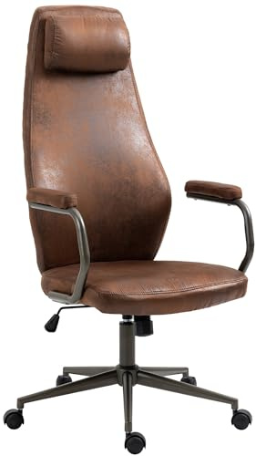 CLP Bürostuhl Pocatello I Kunstleder-Bezug I Höhenverstellbar I Mit Kopfstütze Farbe Cognac
