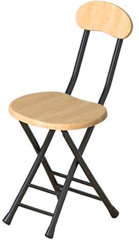 MMOU Sgabello con Schienale Pieghevole,Cuscino in Legno Schienale in Legno Supporto in Tubo Metallico, Perfette per Cucina E Sala da Pranzo (Color : Original Wood)