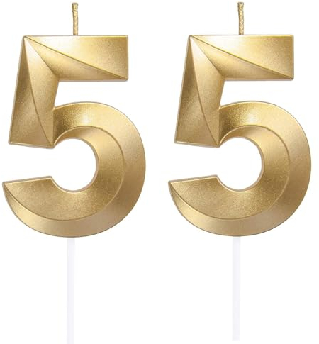 Candele di compleanno con numeri 55, candele di compleanno, decorazione per torte 3D, decorazione per compleanni, feste, matrimoni, feste aziendali, anniversari, decorazioni per torte di compleanno,