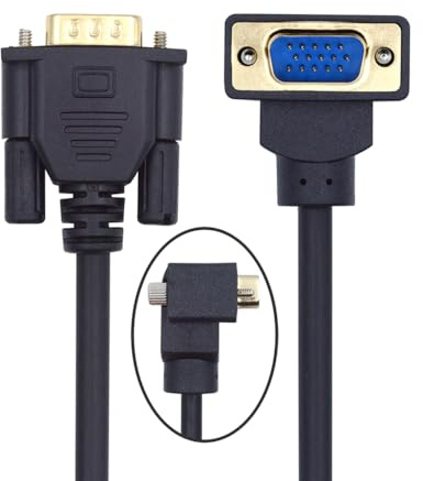 xiwai Cable de extensión VGA RGB de 90 grados macho en ángulo hacia abajo a macho recto 3COAX+6C para proyector de monitor de computadora 1 m/3.3 pies