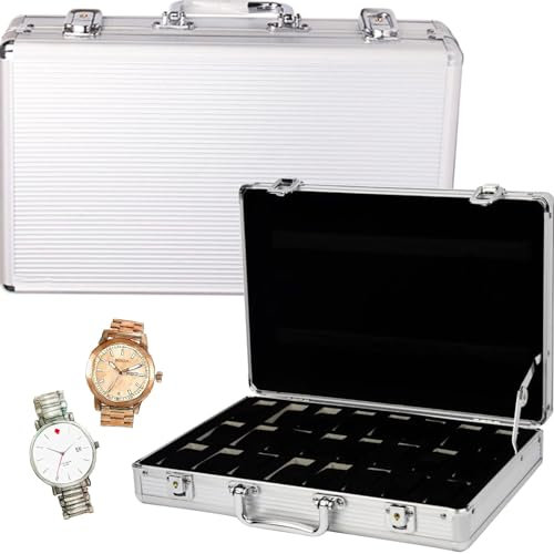 ylpddmm Uhrenbox 24 Uhren Aufbewahrungsbox, Uhrenschachtel mit 24 Herausnehmbaren Uhrenhalter, Premium Uhrenkoffer Display Lagerung Organizer Uhrenetui Herren Mädchen Geschenk