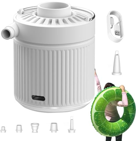 Pompa per materasso ad aria,Pompa per materasso ad aria elettrica,Pompa di sgonfiaggio a riempimento rapido con luce - Pompa per gonfiare e sgonfiare materassi ad aria con 6 ugelli per