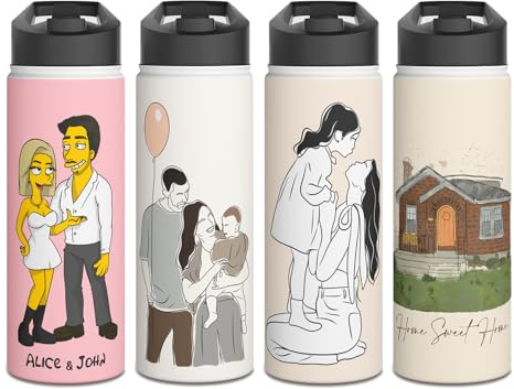 Personalisierte Edelstahl-Wasserflasche und Thermoskanne, individuelles Design mit Ihrem Namen oder Foto, isoliert, auslaufsicher, ideal für Sport, Reisen und Geschenke für Freundin (individuelle