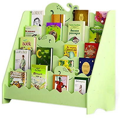 Kinder-Bücherregal aus Holz mit Aufbewahrungsregal, einseitiger Organizer in Grün (100 x 37 x 87 cm)