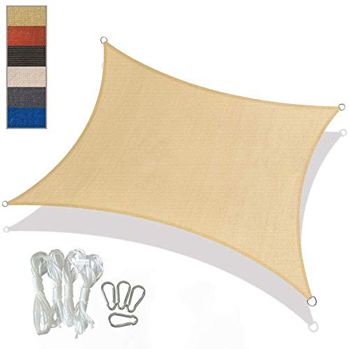 Sonnensegel, wasserdicht, für Garten, Terrasse, Outdoor, Innenbereich, 98 % UV-Schutz, Schutz, Markise, Pavillon, Pergola, 3,66 x 4,88 m, Beige
