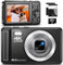 4K 64MP Digitalkamera mit 32 GB Speicherkarte Autofokus-Kompaktkamera mit 16-fachem Digitalzoom, wiederaufladbare 2 1200mAh Batterien 2,4-Zoll-Mini-Kinderkamera für Anfänger